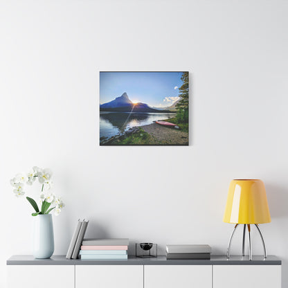 Sunset at Many Glacier in Glacier National Park, MT - Nature Landscape Canvas Wall Art, Scenic Home Decor, Ideal Gift for Nature Lovers, Landscape Painting, Gallery Wrap Art