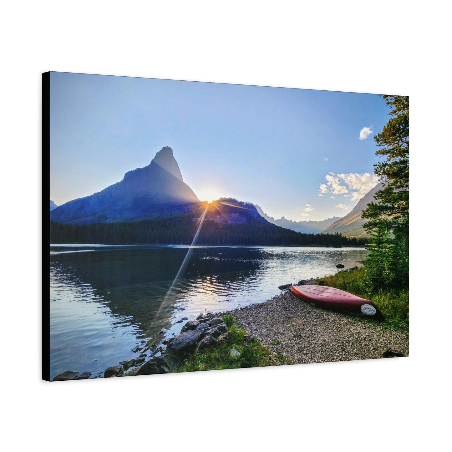 Sunset at Many Glacier in Glacier National Park, MT - Nature Landscape Canvas Wall Art, Scenic Home Decor, Ideal Gift for Nature Lovers, Landscape Painting, Gallery Wrap Art