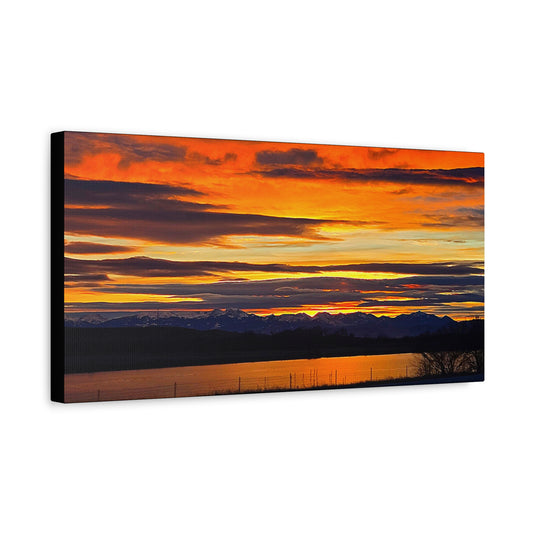 Sunset Over Lake Canvas Print