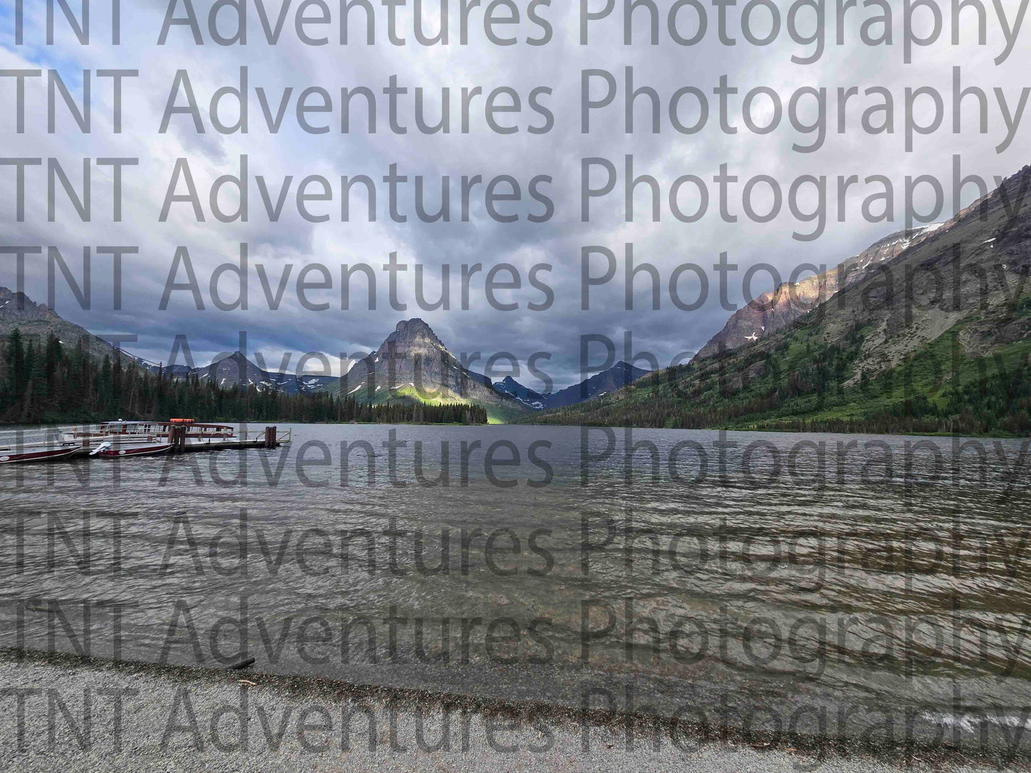 Lake with mountains under a cloudy sky (Digital Download)